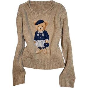 Women's Bear Sweater Cute Long Sleeve Crew Neck Knitted Pullover Tops